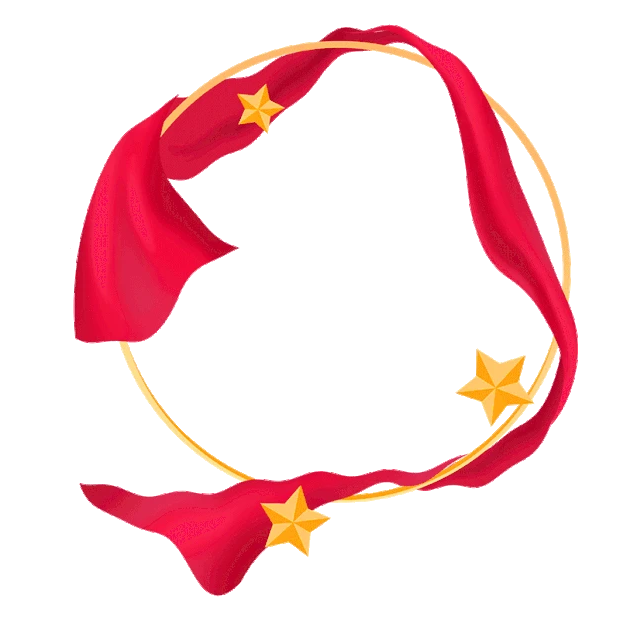 党风红绸缎五角星边框头像框国庆节