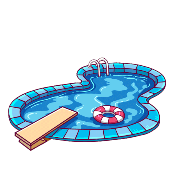 夏天夏季蓝色度假旅行游泳池游泳圈水波荡漾gif图元素