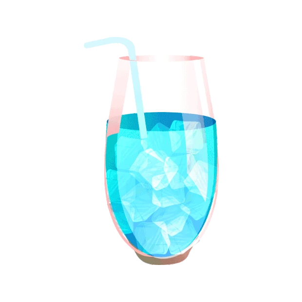 蓝色冰块伏特加喝水鸡尾酒饮料冰水