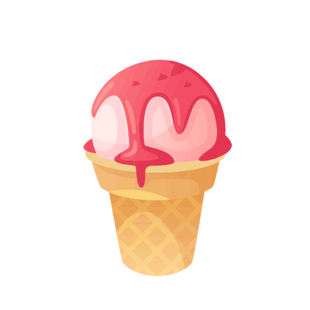 夏季食物卡通手绘樱桃味冰激凌雪糕甜筒