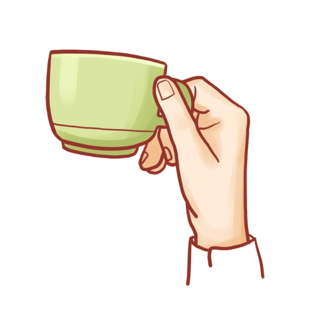 手势喝咖啡卡通端起杯子的手gif图