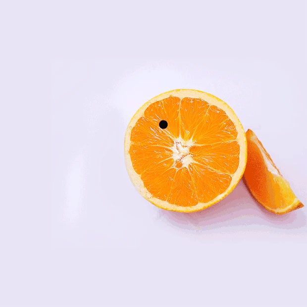 创意摄影图橙子吐泡泡
