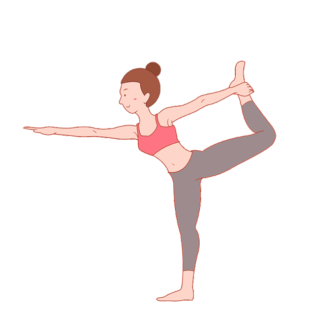 手绘运动健身瑜伽美少女