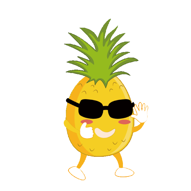 黄色卡通打招呼的菠萝水果小人