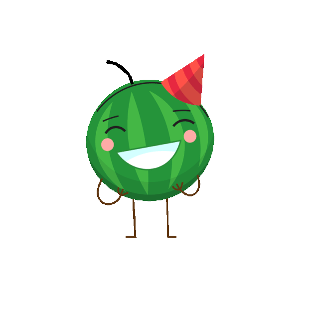 绿色卡通水果西瓜小人跳跃表情包