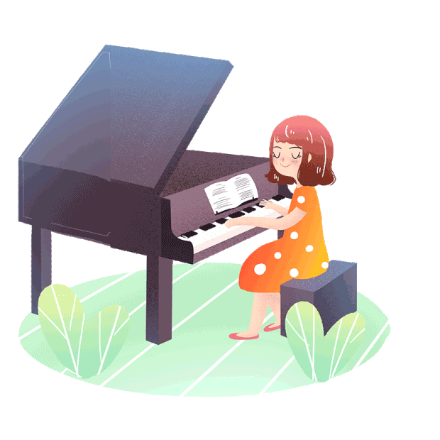 暑期钢琴培训班弹钢琴的小女孩