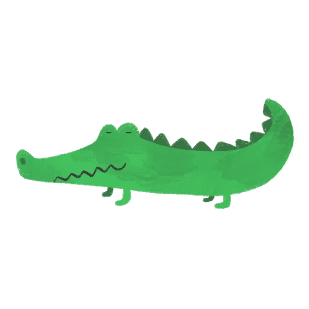 卡通绿色鳄鱼轻轻欢快的摇摆