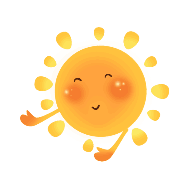 橙色可爱卡通眯眼拥抱太阳