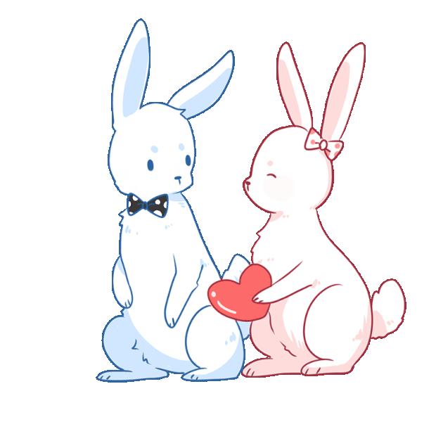 卡通兔子七夕情侣可爱爱心