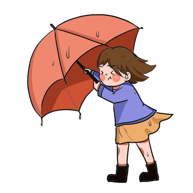 洪水汛期暴雨下撑伞的女孩