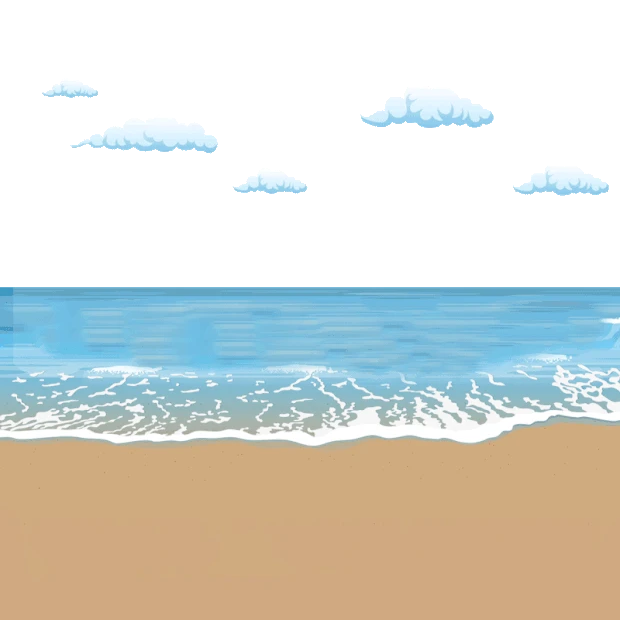 卡通手绘沙滩海浪海滩度假旅游旅行