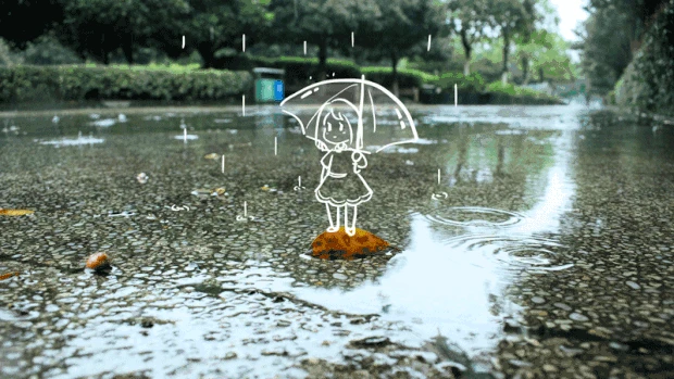 创意摄影合成之雨中的女孩