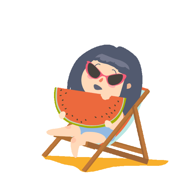 夏日夏天度假小女孩吃西瓜