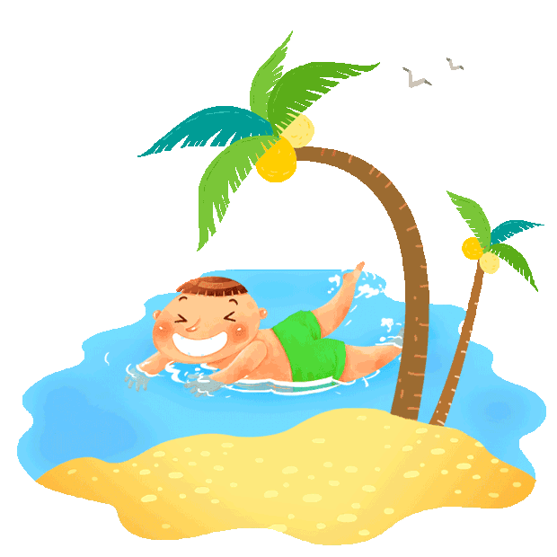 夏天夏日海岛旅游游泳玩耍小男孩沙滩