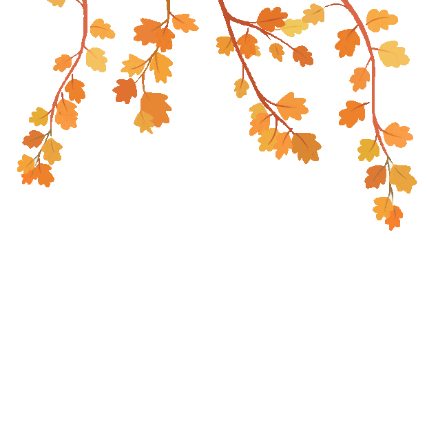 手绘植物秋天落叶漂浮枫叶