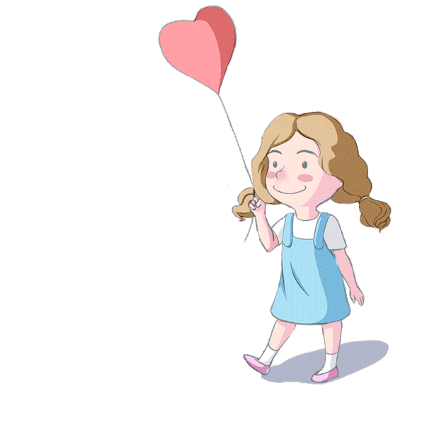卡通儿童拿气球小女孩