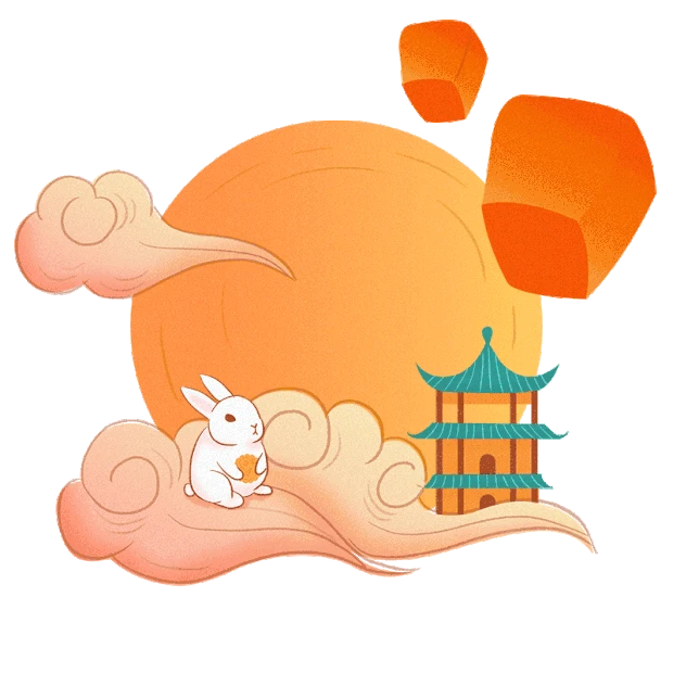 国潮中国风中秋节月兔兔吃月饼