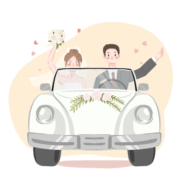 结婚新婚新人坐在婚车gif图素材