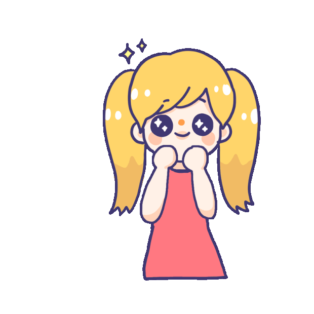 双马尾女孩手绘表情包兴奋喜悦开心期待