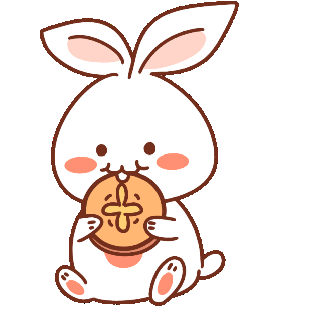 中秋节兔子月饼玉兔吃月饼白色卡通可爱