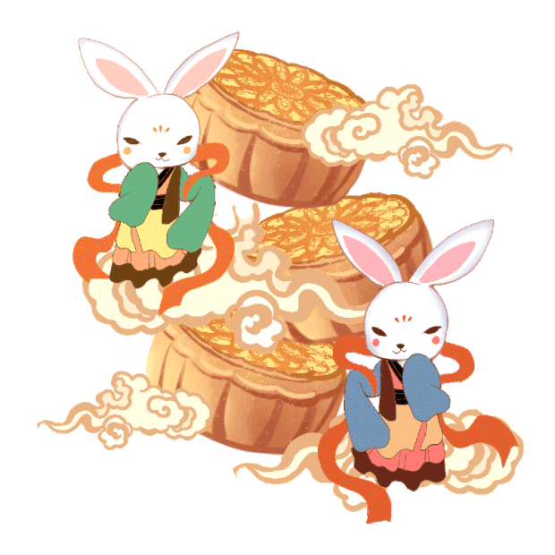 中秋节国潮风玉兔和月饼