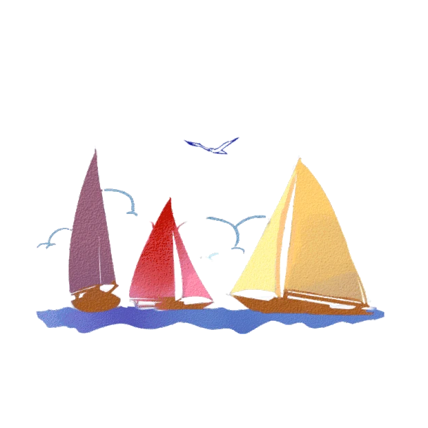 彩色海上飘动的帆船旅游旅行休假