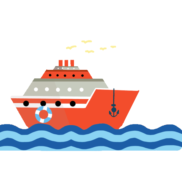 大海上的红色游轮轮船开船乘风破浪gif图素材