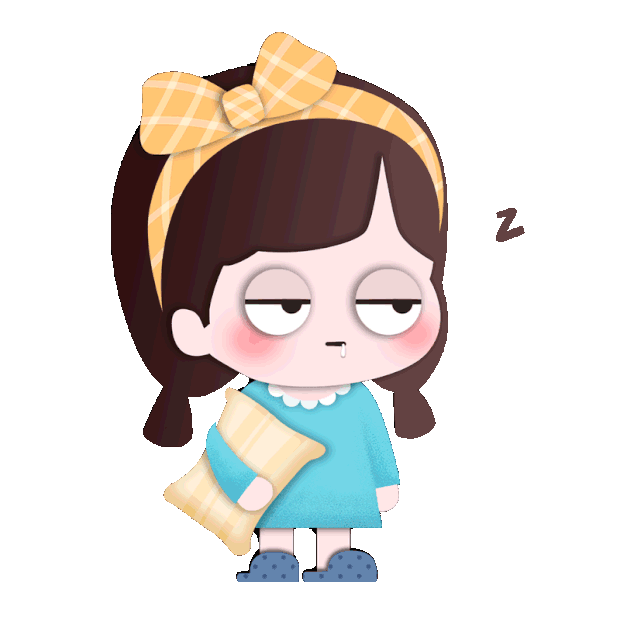 Q版卡通可爱打瞌睡困睡觉流口水小女孩表情包gif图素材