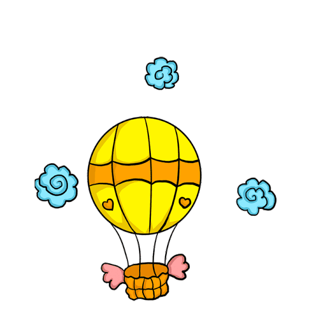 黄色热气球手绘卡通插画gif图片