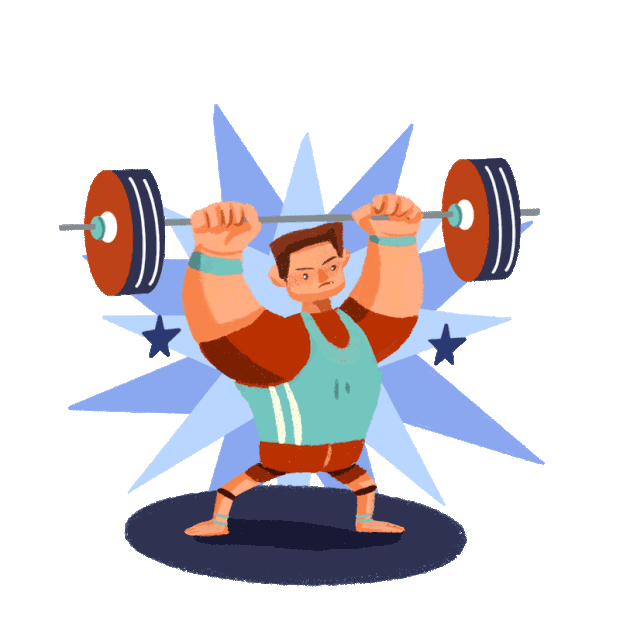 卡通举重男生运动锻炼体能