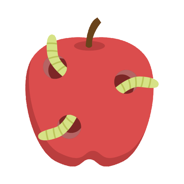 卡通红苹果虫吃水果蛀虫gif图素材元素