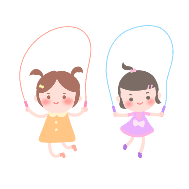 卡通女孩比赛跳跳绳运动体育