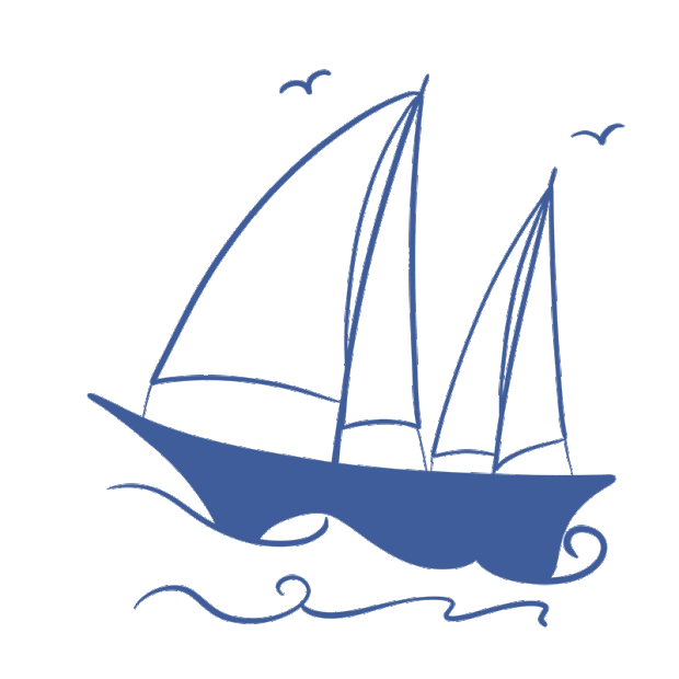 蓝色简笔画帆船海上行驶gif图片元素gif