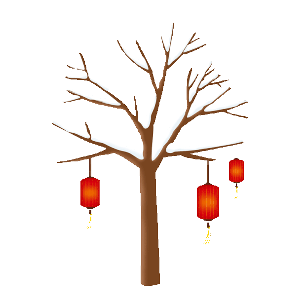 树枝积雪雪花灯笼春节冬天gif图素材