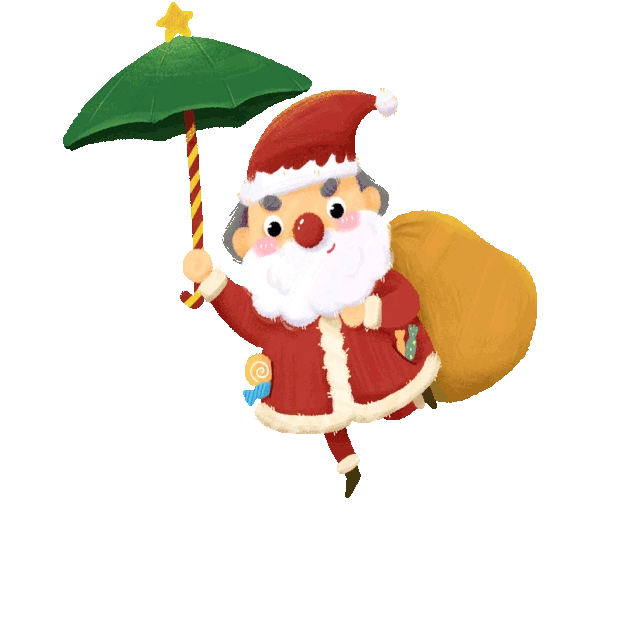 圣诞节圣诞老人送礼物伞包裹gif图素材