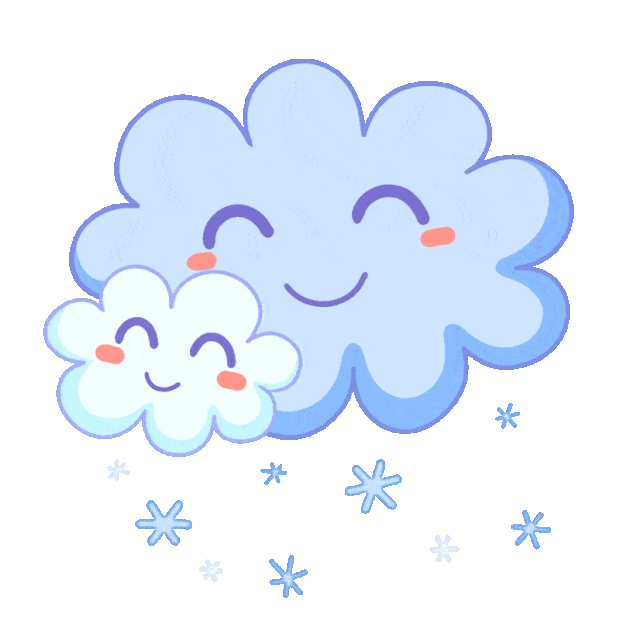 卡通冬天可爱下雪的云朵