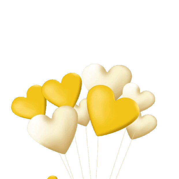 黄色立体爱心气球gif图素材