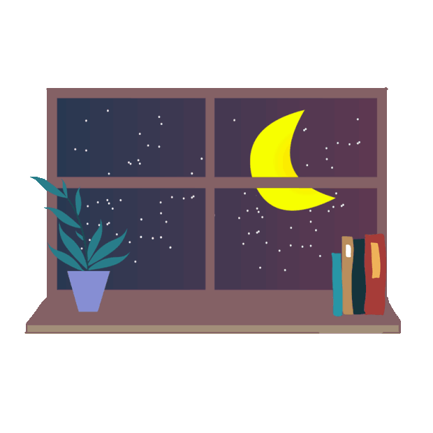 夜晚窗外窗台风景星空月亮gif图素材