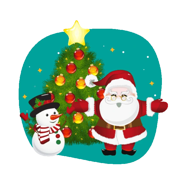 圣诞节绿色圣诞树圣诞老人雪人圣诞装饰gif图素材