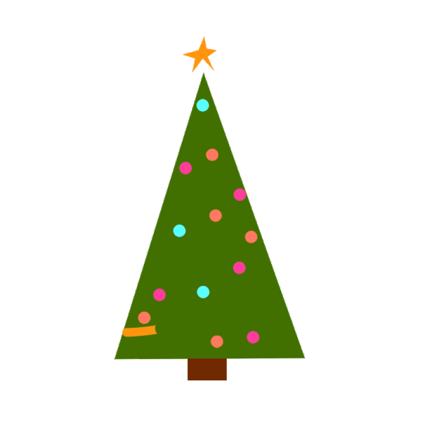 扁平卡通圣诞节圣诞树彩灯装饰元素