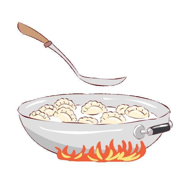 二十四节气冬至立冬美食热腾腾的大锅煮饺子gif图素材