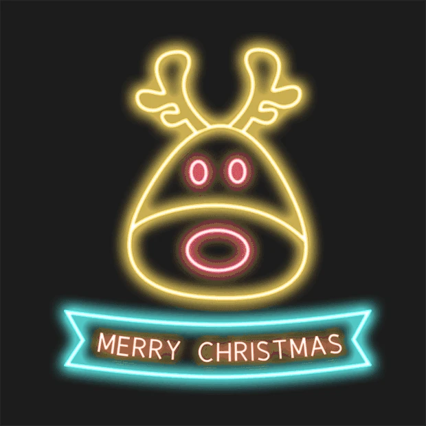 圣诞节圣诞麋鹿霓虹灯闪烁gif图素材