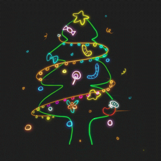 圣诞节圣诞树霓虹灯gif图素材
