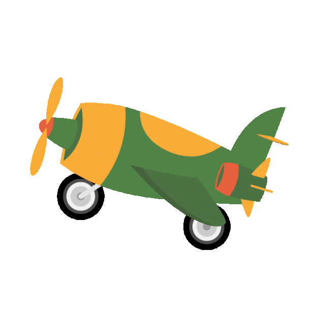 飞行的绿色飞机儿童卡通交通工具gif图素材元素