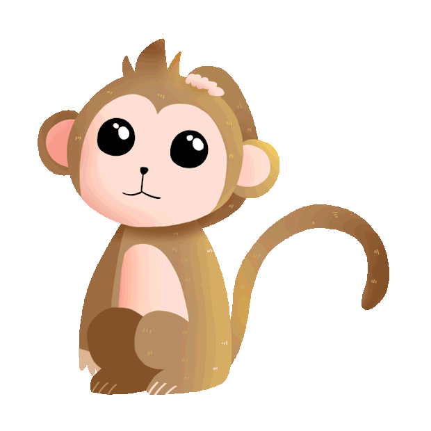 卡通小猴子脸红可爱萌萌哒猴尾巴动物gif图素材