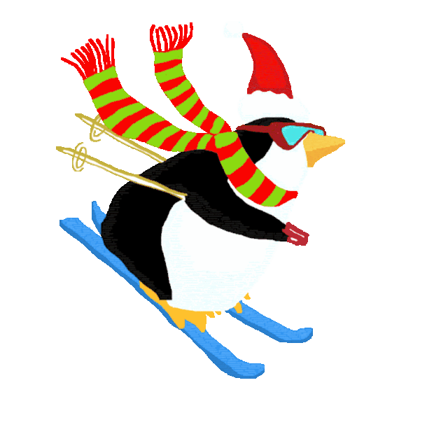 冬天冬季滑雪的企鹅gif图素材