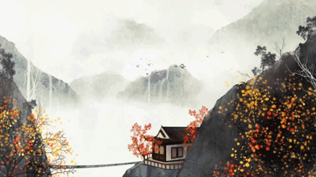 中国风古风水墨意境高山风景gif图片背景视频
