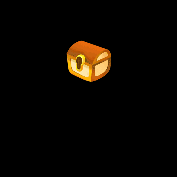 宝藏金色Q版游戏道具质感金币发光宝箱gif图片