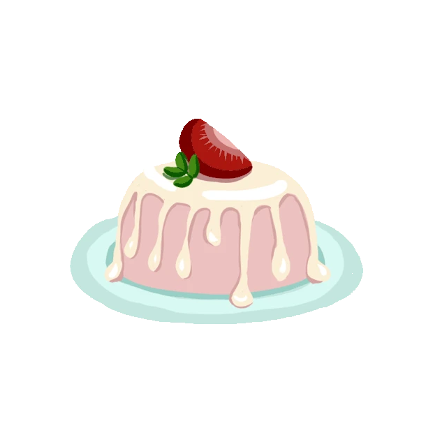 草莓奶油蛋糕切块生日布丁盘子vloggif图素材  贴纸