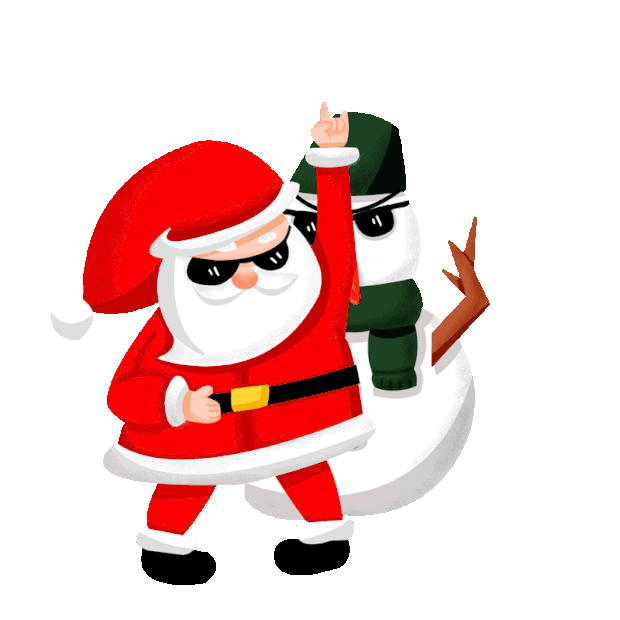圣诞节耍酷圣诞老人雪人跳舞gif图素材